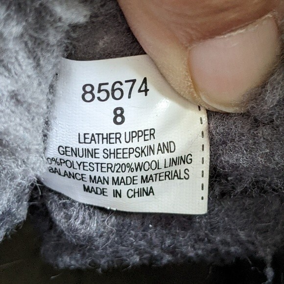 Minnetonka Suede Sheepskin & Wool Olympia Short Boots Gray 8 - Picture 12 of 13